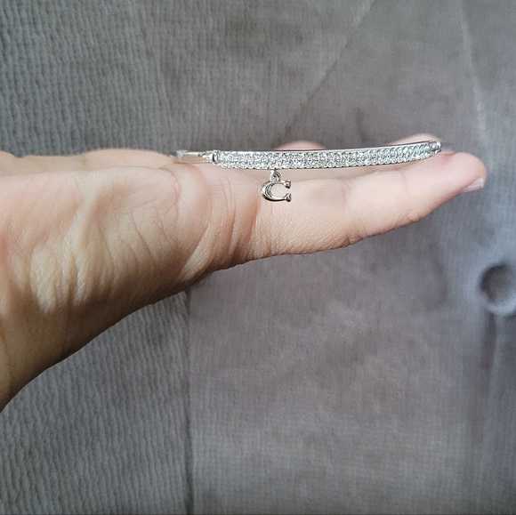 Coach Silver🤍 Pave Bar Hinged Bangle - NWOT - Picture 9 of 13